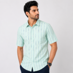 Green Striped Half Sleeve Shirt