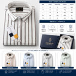 Premium White & Grey Striped Formal Shirt - Image 2